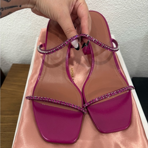 Amina Muaddi Gilda glass slipper heels 38.5 - Picture 5 of 6